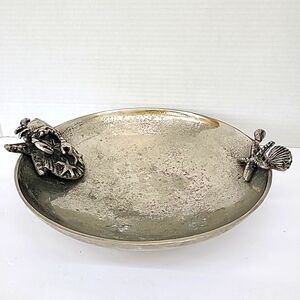 Silver Tone Decorative Bowl with Sea Life Accents